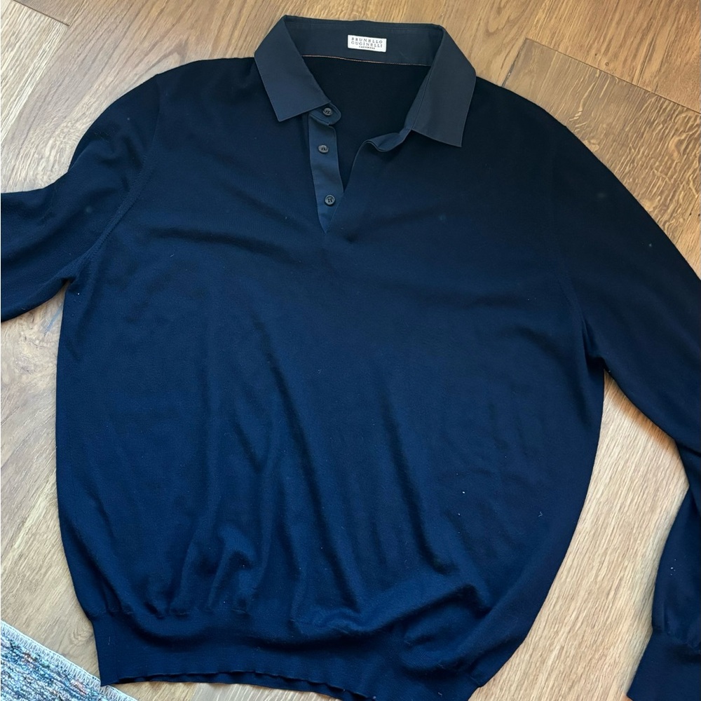 Brunello Cucinelli men’s cashmere polo sweater